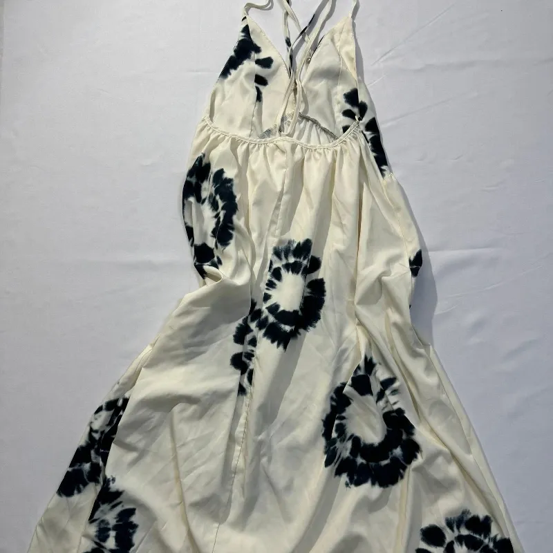 Vestido Blanco Largo Estampado Azul de Tirantes