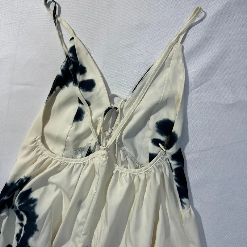 Vestido Blanco Largo Estampado Azul de Tirantes