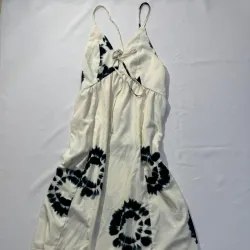 Vestido Blanco Largo Estampado Azul de Tirantes