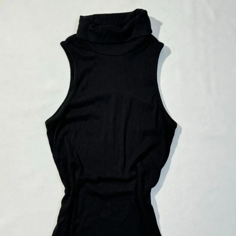 Vestido Canale Negro Sin Mangas Cuello Tortuga