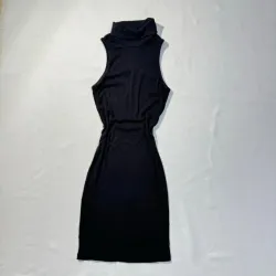 Vestido Canale Negro Sin Mangas Cuello Tortuga