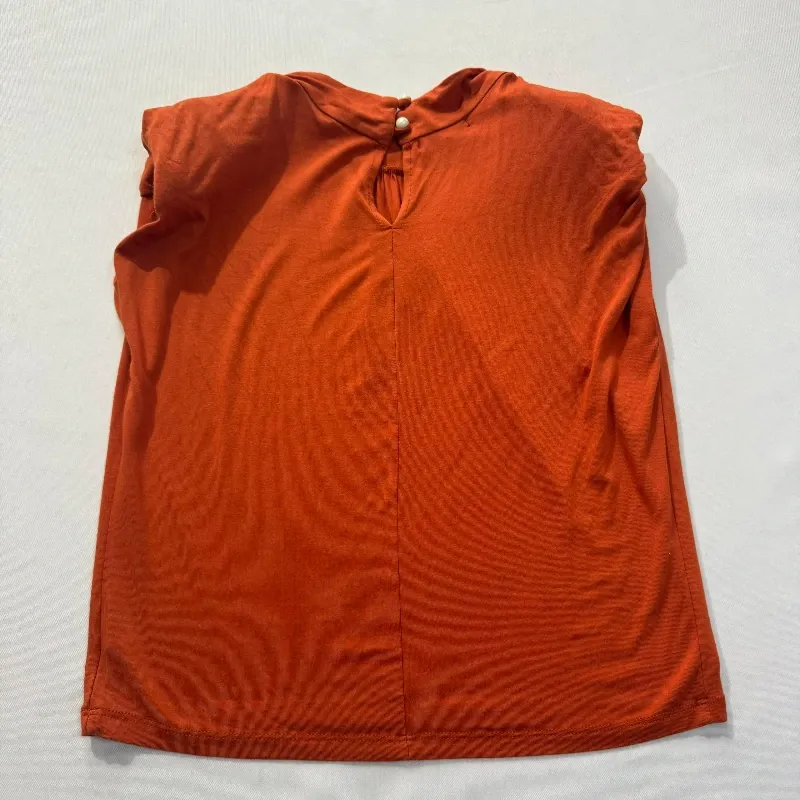 Blusa Naranja Quemada con Hombreras sin Mangas