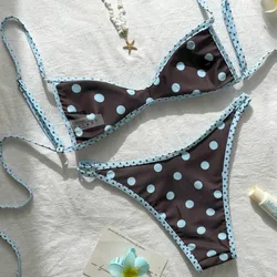 Bikini marrón y azul con lunares