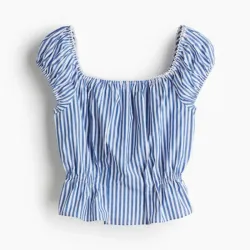 Blusa corta a rayas escote cuadrado 