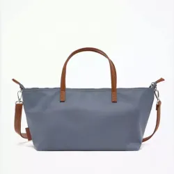 Bolso Azul Grisáceo Con Tira y Asa