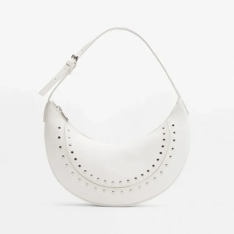 Bolso de Hombro Tachas Blanco