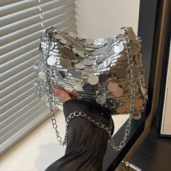 Bolso de Lentejuelas Plateado 