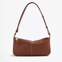 Bolso Marron Mini con asa detalles dorados