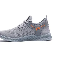 Calzado Deportivo Unisex Gris Letras Naranjas