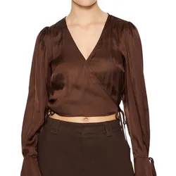 Camisa Corta Fluida Manga Larga Carmelita