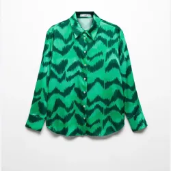 Camisa Mangas Largas Verde Patrón Estampado 