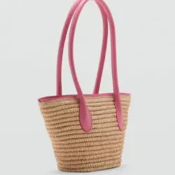 Cartera Mimbre de Aza Rosada