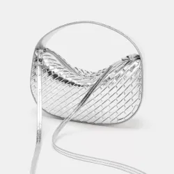 Cartera Plateada Asa Corta