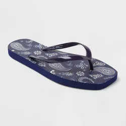 Chancletas Azules Estampadas De Goma Mujer