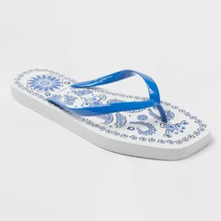 Chancletas Blancas Estampadas de Goma Mujer