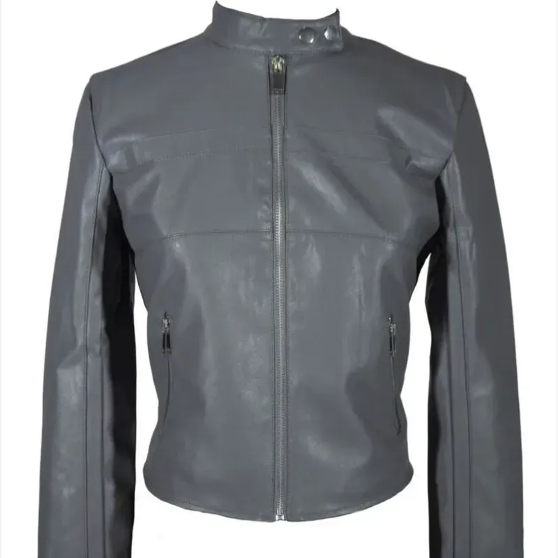 Chaqueta de Cuero Gris 