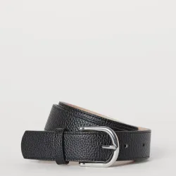 Cinto Negro Hebilla Plateada