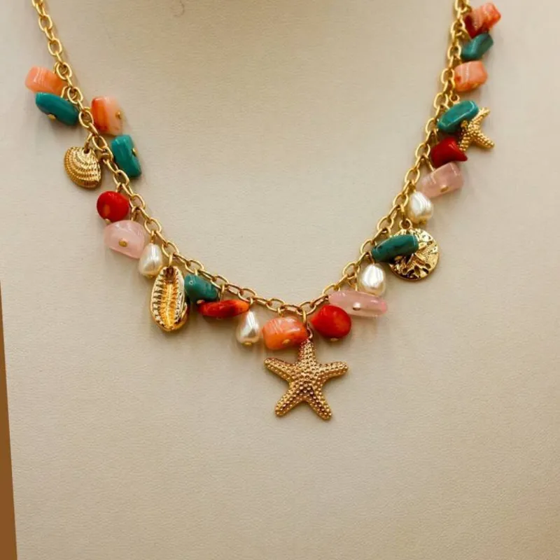 Collar de Piedras de Colores y Estrellas