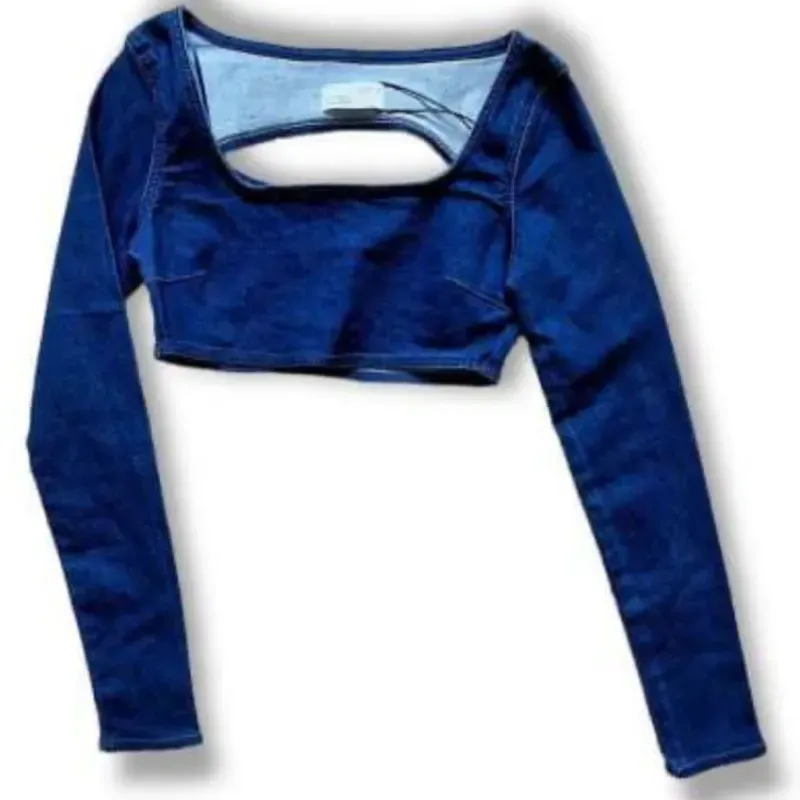 Cropped Top de Mezclilla Escote Cuadrado