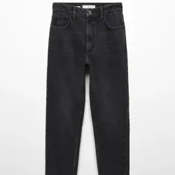 Jeans mom tiro alto denim negro 