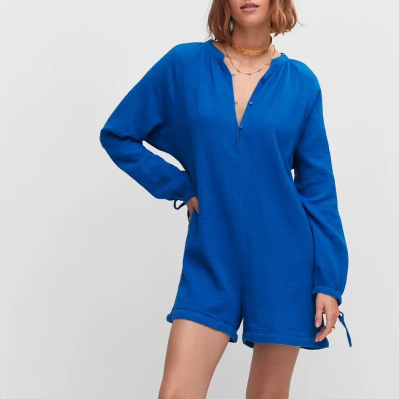 Mono Short Azul Manga Larga