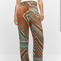 Pantalón Estampado Azul y Naranja
