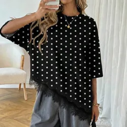 Pullover negro con puntos asimétrico