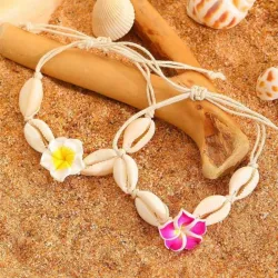 Pulseras/Tobilleras de Caracol y Flor