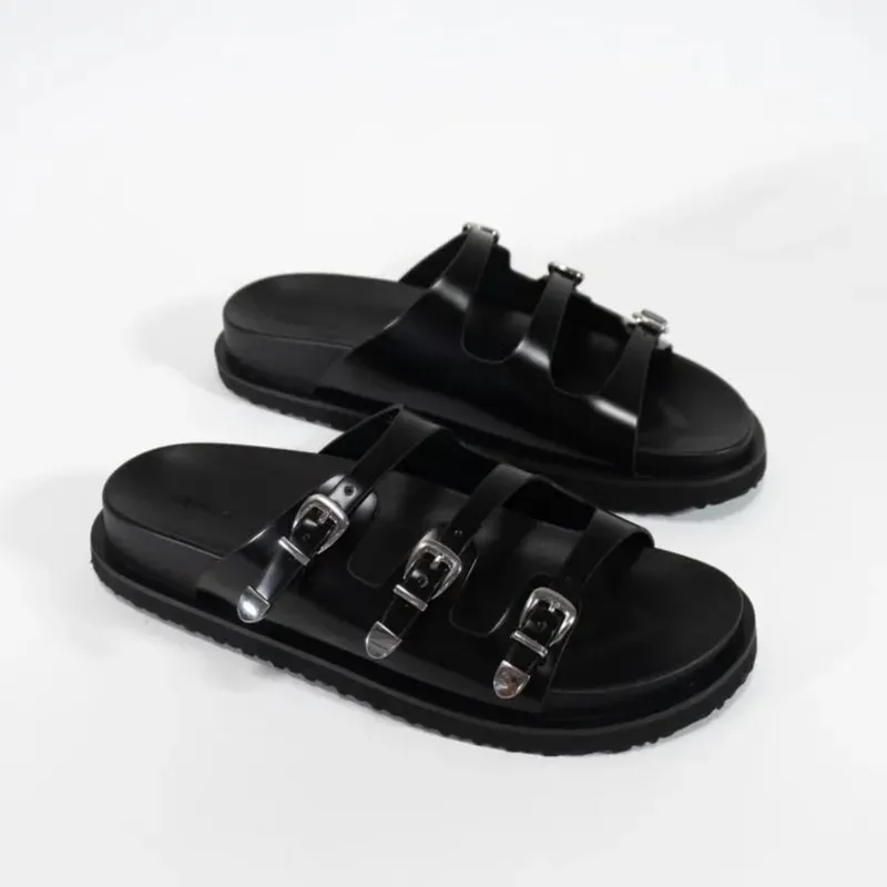 Sandalias Negra 3 Hebillas 