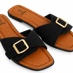 Sandalias planas en negro KARUKA