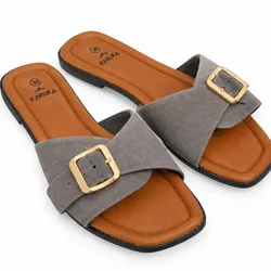 Sandalias planas en gris KARUKA