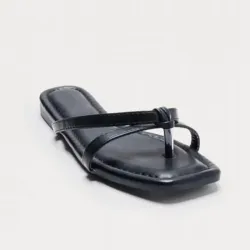Sandalias Planas Negras Tira Sencilla