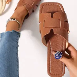 Sandalias Tipo Hermes Unicolor Marrón