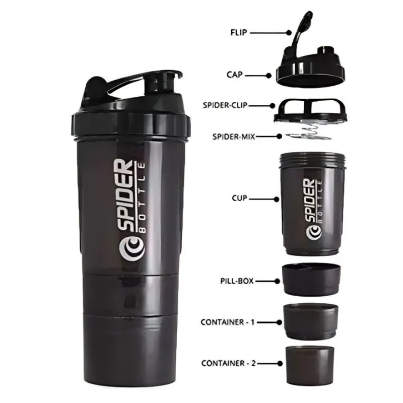 Shaker Bottle con compartimentos 