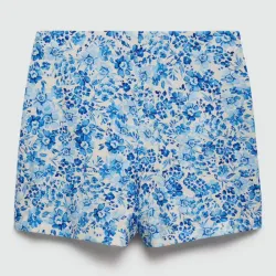 Short Corto Estampado Floral Azul 