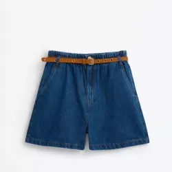 Short de Mezclilla Oscura con Cinto