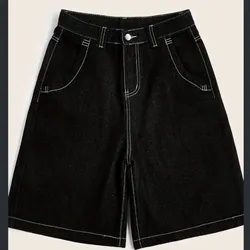 Short mezclilla negra largo a la cintura