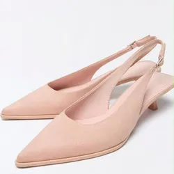 Tacones puntifinos de gamuza rosa