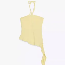 Top Amarillo Con Volantes Tira al Cuello