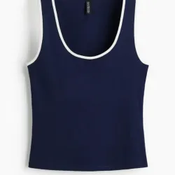 Top azul marino de Algodón 