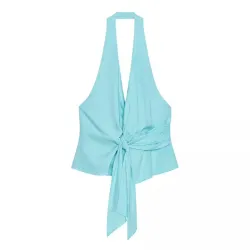 Top Halter Nudo con Lino