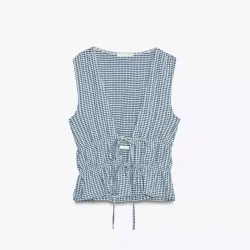 Top Lazo Estampado Azul