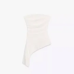 Top Strapless Asimetrico Blanco Texturizado