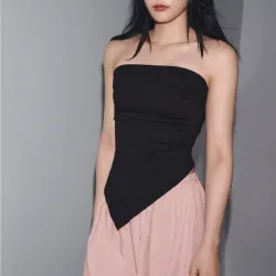 Top Strapless Asimetrico Negro