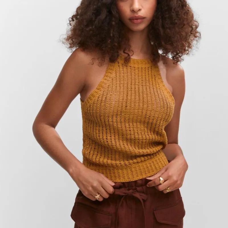 Top Tejido Color Mostaza