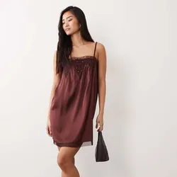 VESTIDO ASOS SATÉN CON PIEDRAS