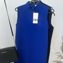 Vestido azul desmangado 