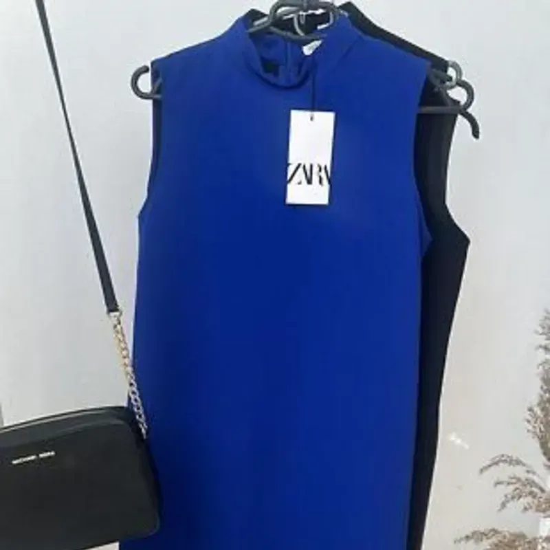 Vestido azul desmangado 