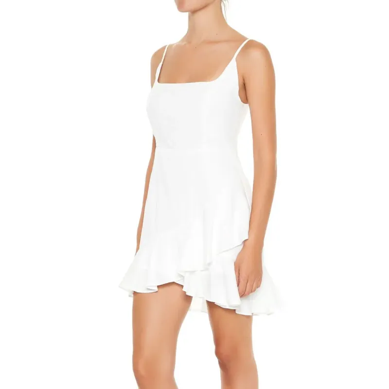 Vestido Blanco de Tirantes con Vuelo