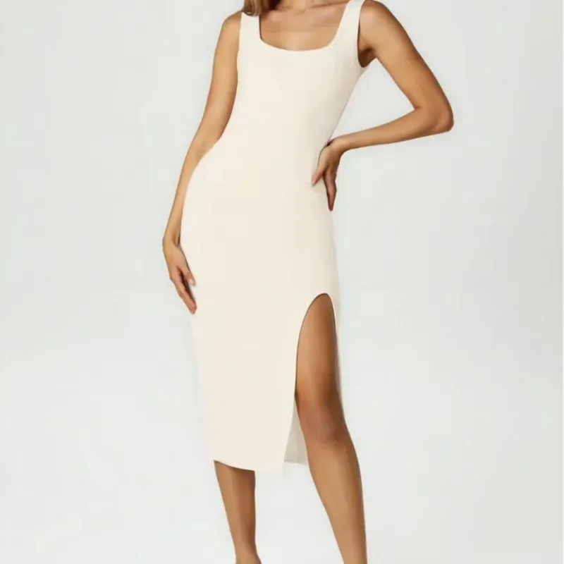 Vestido Blanco Hueso Camiseta MIDI